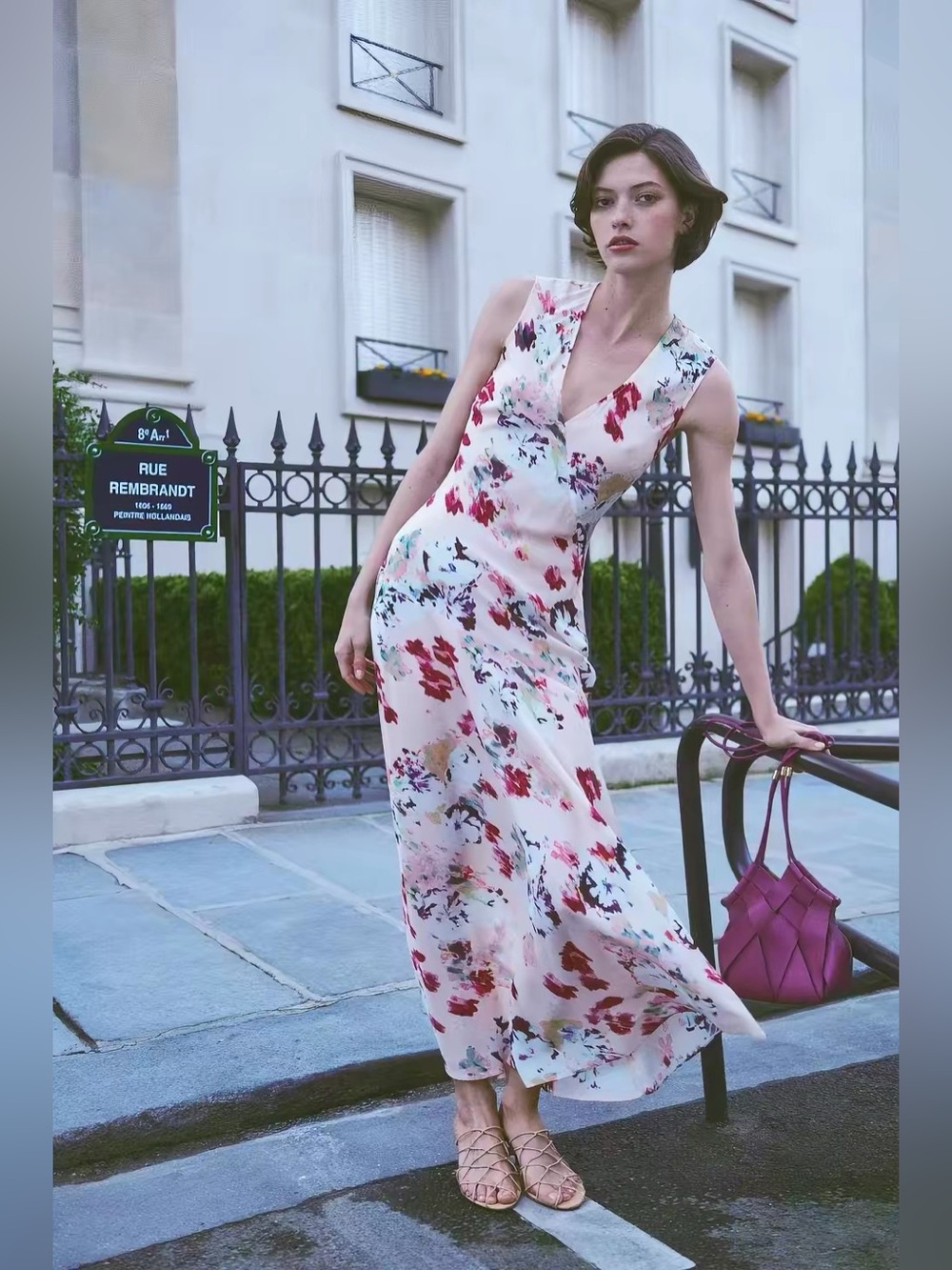 Ulla Johnson Elowen Silk Floral Print Bias Cut V-Neck Dress NWOT
